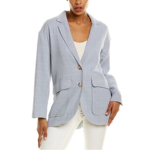 Madewell NWTs Larsen Relaxed Blue Blazer Linen Cotton size XL Boyfriend - Picture 1 of 11